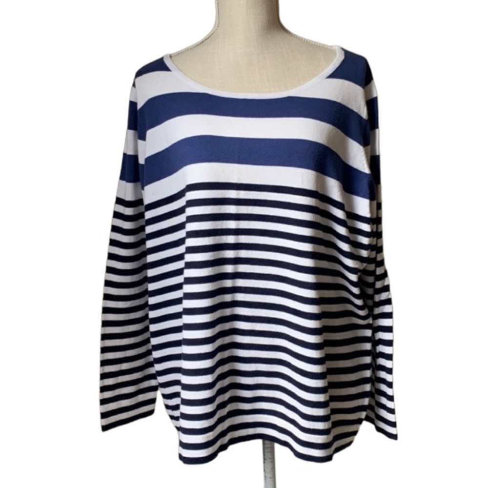 CARIBBEAN JOE Island Supply Co. Woman Striped Lightweight Sweater 2X
